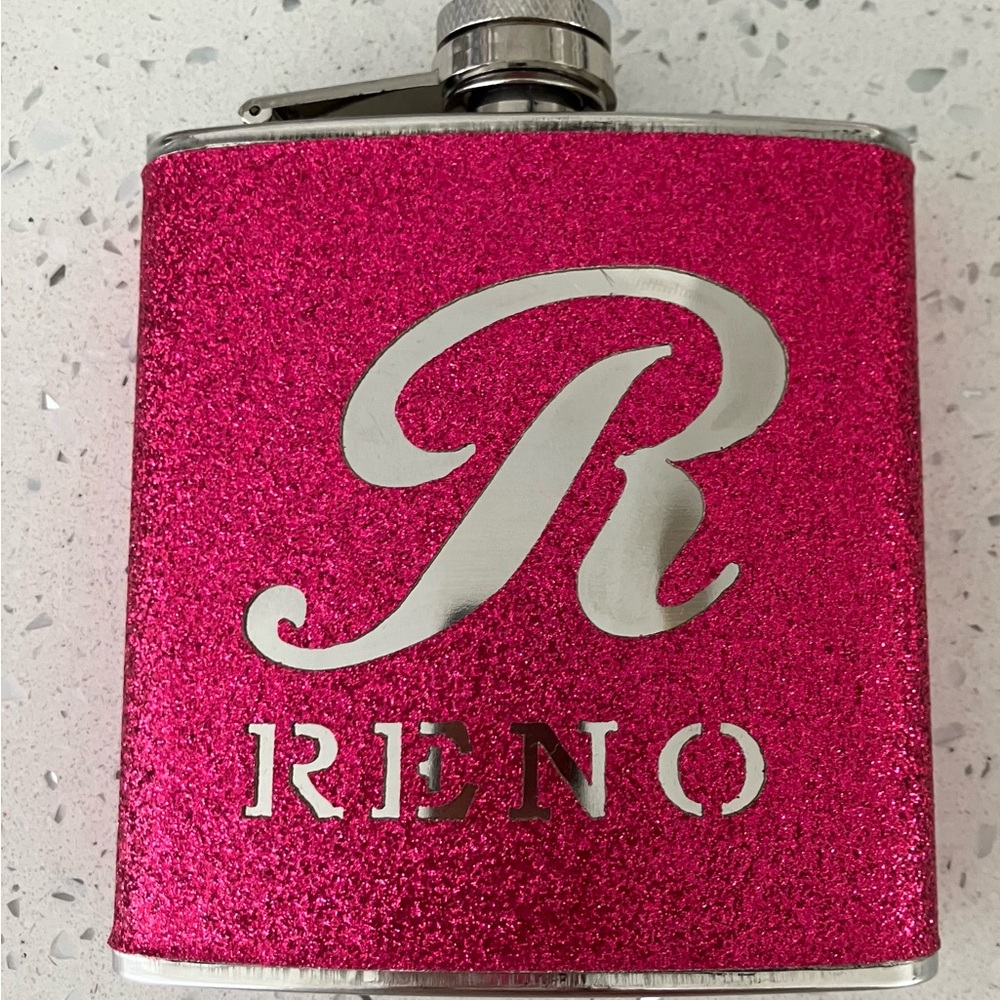Glitter Hot Pink Stainless Steel Flask-Reno